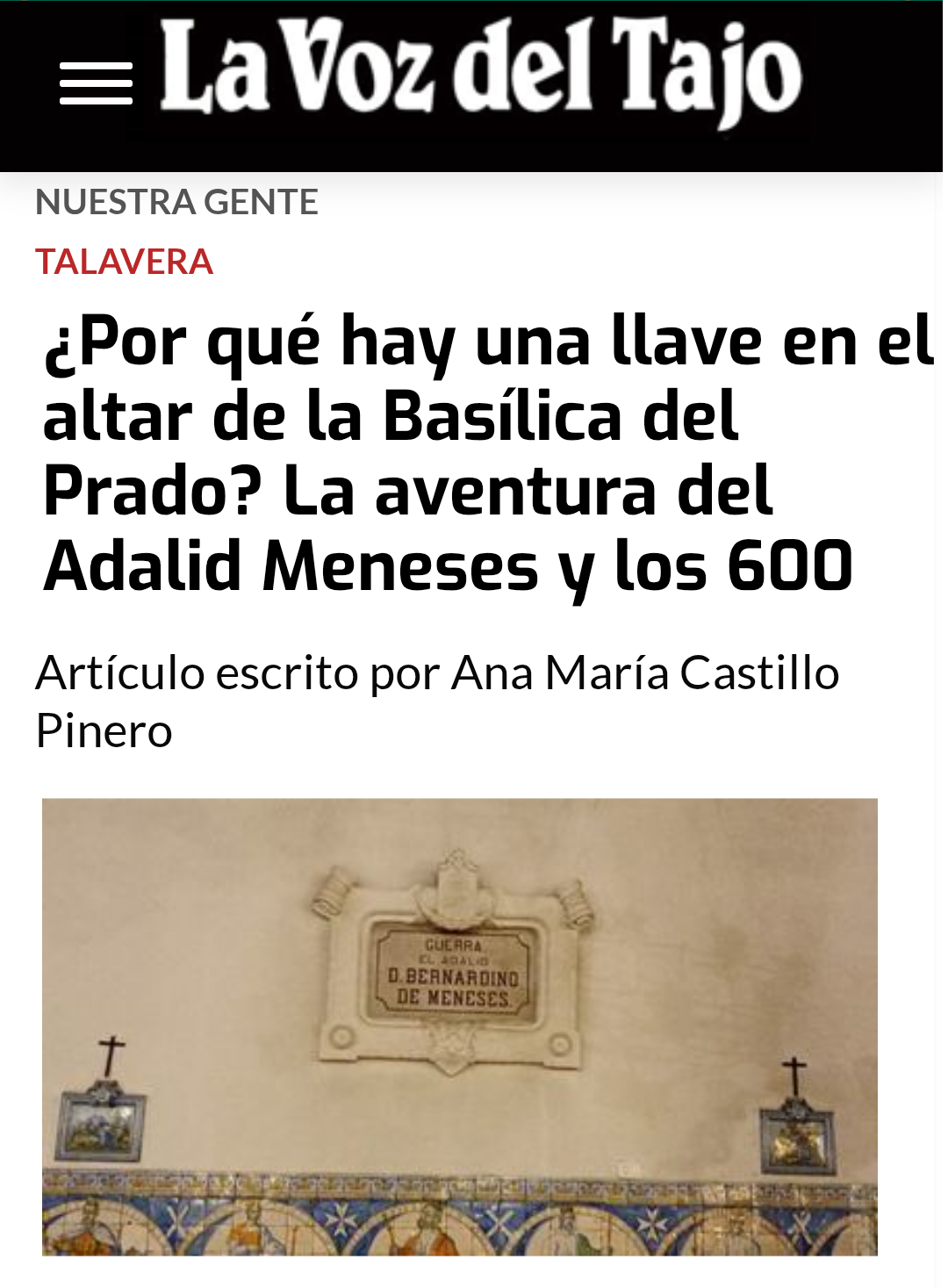 ¿Por qué hay una llave en el altar de la Basílica del Prado? La aventura del Adalid Meneses y los 600