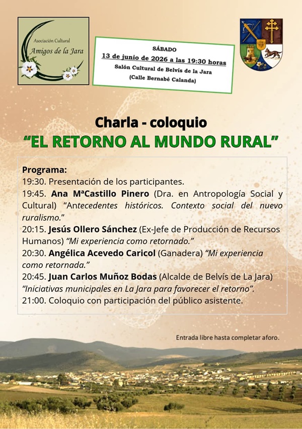 Charla-coloquio,'El retorno al mundo rural' Belvía de la Jara