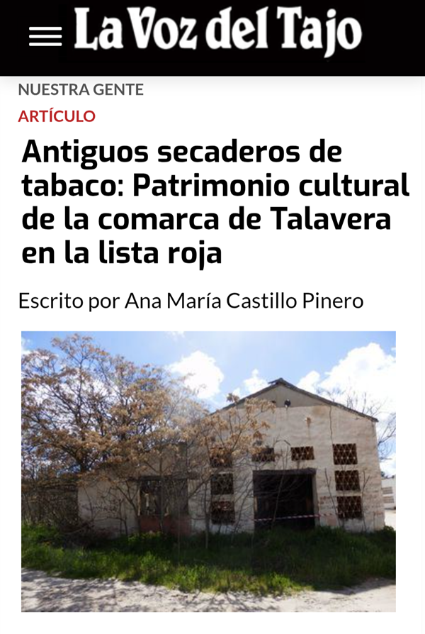 Antiguos secaderos de tabaco:Patrimonio cultural de la comarca de Talavera en la lista roja