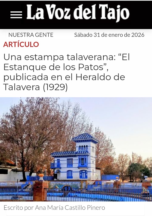 Una estampa talaverana: “El Estanque de los Patos”, publicada en el Heraldo de Talavera (1929)