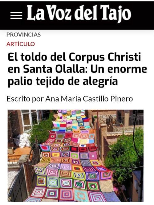 El toldo del Corpus Christi en Santa Olalla: Un enorme palio tejido de alegría